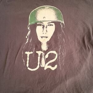U2 Sian 2018 Tour Black 2XL T-Shirt Distressed Collar Authentic Music Rare Tee